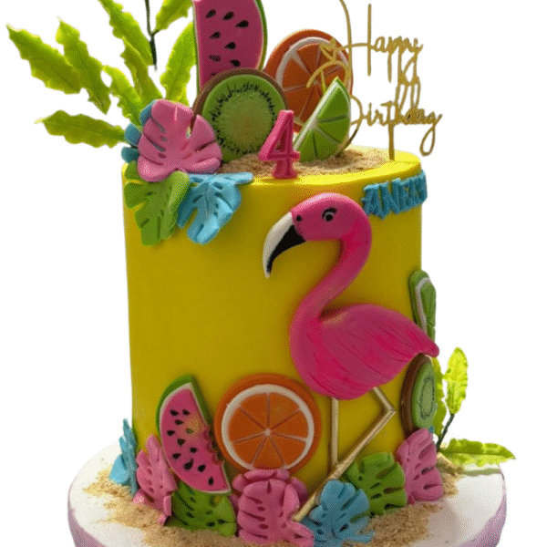 Flamingo birthday cake design