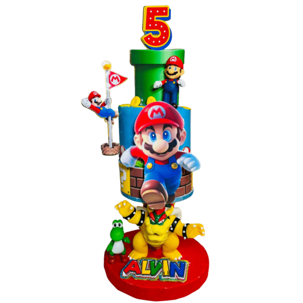 Super Mario gravity designed 3-tier cake.