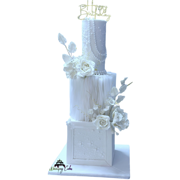 Classy birthday cake with sugar flowers