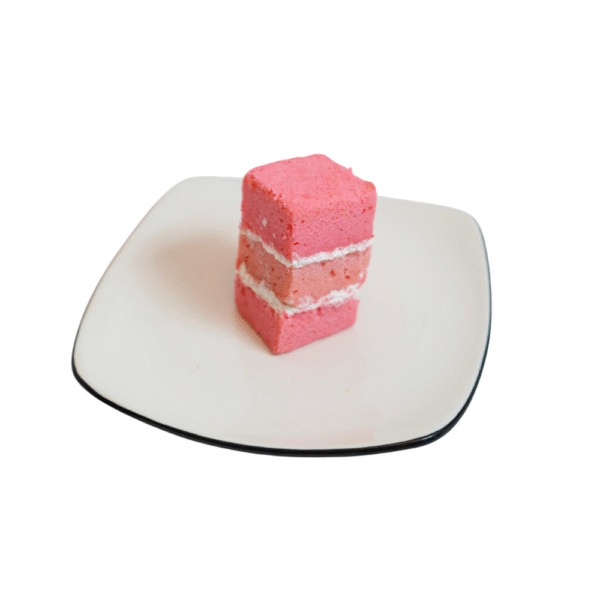Strawberry flavored cake slice