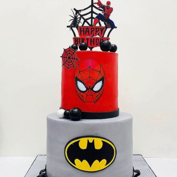 Spider man 2-tier cake